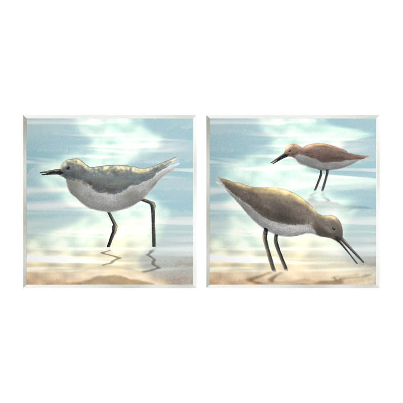 «Dawning Friends Sandpiper Coast», ensemble de 2 plaques murales par Marcus Prime