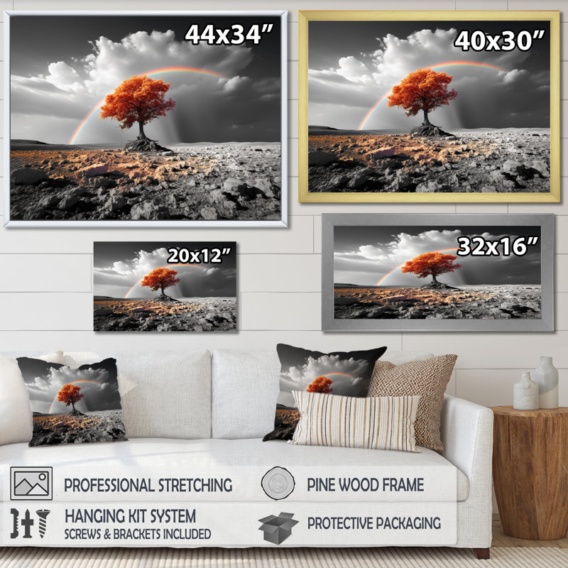Rainbow Shades Of Colorlessness Landscape III sur toile, H 24 po x l 32 po x P 1 po, Cadre doré simple