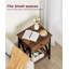 Table de bout moderne 21,8 po avec tiroir, table d'appoint en métal brun rustique et noir