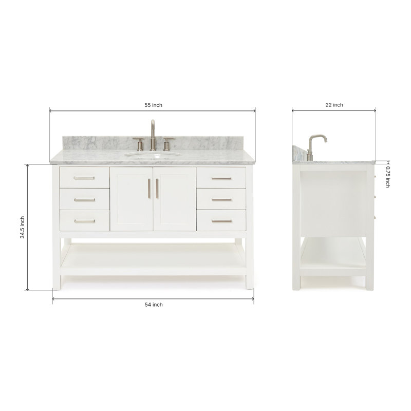 Magnolia Bath Vanity Rectangular Basin S061SCW2R, White, Oval, 55"