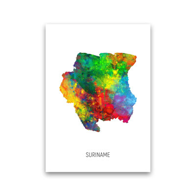 Suriname Watercolour Map by Michael Tompsett - Print