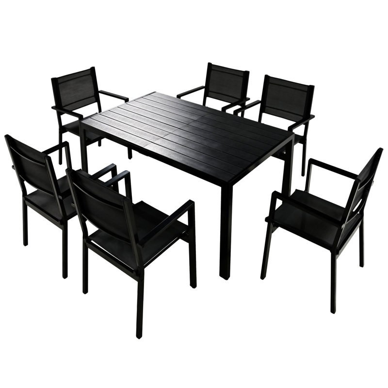 U-Style High-Quality Steel Outdoor Table And Chair Set, Black