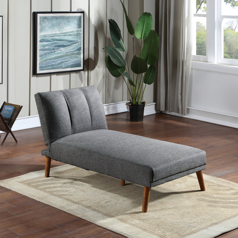 Chaise longue rembourrée Genoveffa, Mélange de polyester bleu-gris