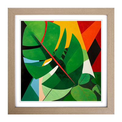 Tropical Leaf Suprematism No.8 - Single Picture Frame Print on Wood