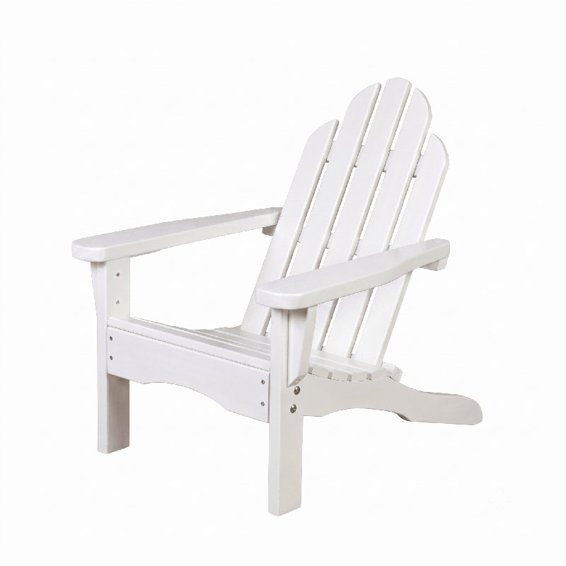 Chaise Adirondack Amish Casual en bois massif robuste, sans porte-gobelets, Teinture blanche demi-solide