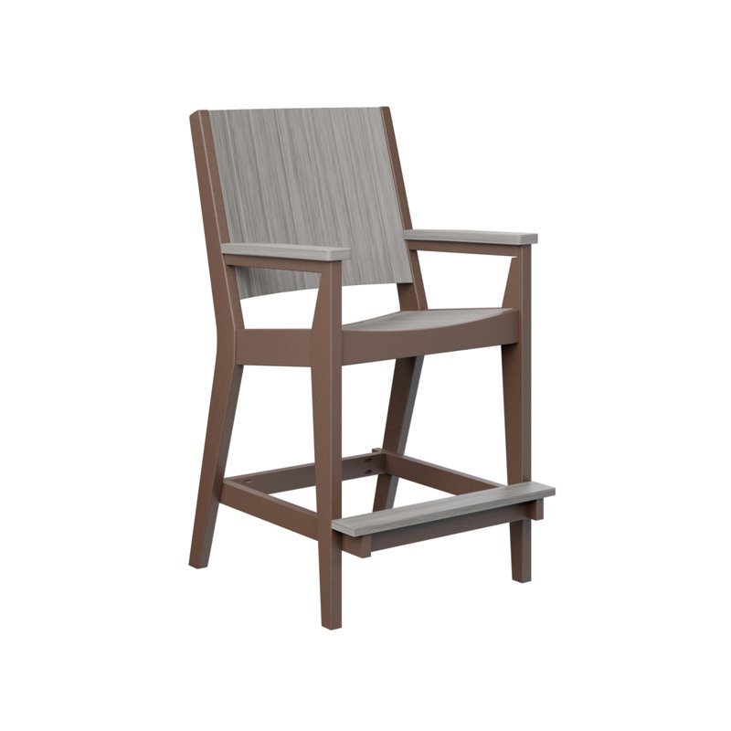 Mayhew Outdoor Bar Stool, Chocolate Brown, Driftwood Gray