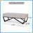 Navy Blue Upholstered Ottoman Bench - Modern Tufted Footrest with Geometric Legs-473149157