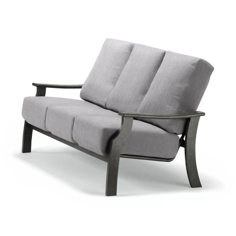 St. Catherine 74'' Wide Patio Sofa with Cushions, Canvas Granite Sunbrella® Canvas, Graphite
