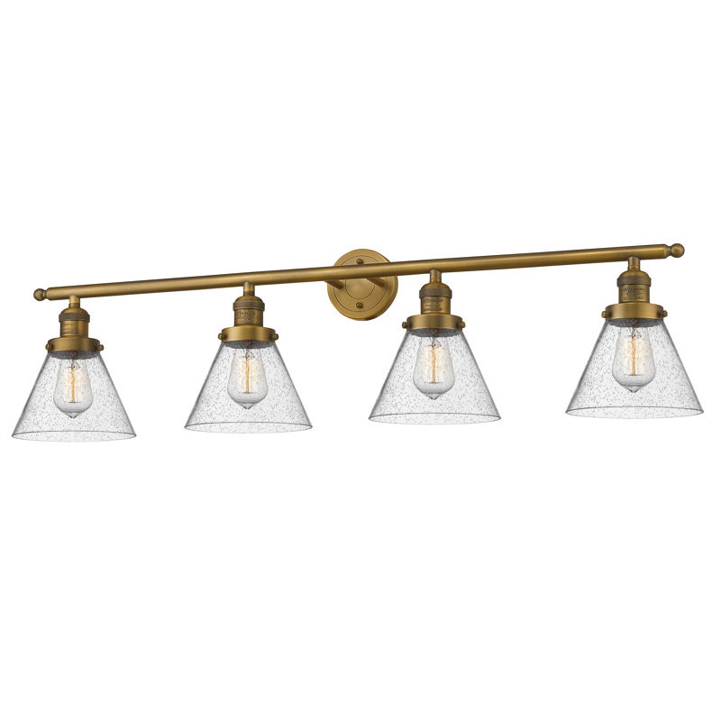4 - Light Dimmable Vanity Light, Seedy, Brushed Brass