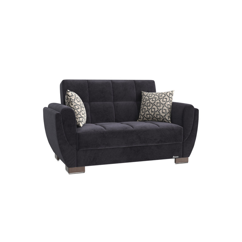 Causeuse convertible avec rangement en microfibre noire Primenest Collection Nimbusflow, Noir