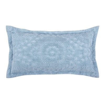 Rio Collection 100% Cotton Chenille Tufted King Size Pillow Sham, Medallion Design, Soft Breathable Decorative Pillow Cover, OEKO-TEX Certified, Machine Washable, All-Season , 20" x 36", Blue