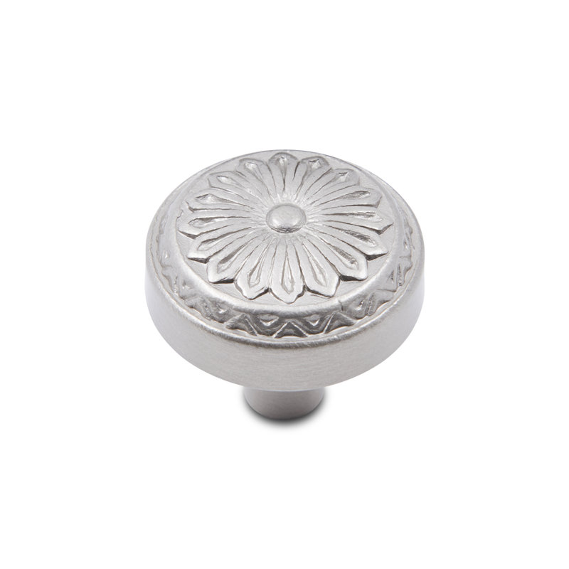 Ornate Flower 1 1/4" Mushroom Knob CK Series, Satin Nickel