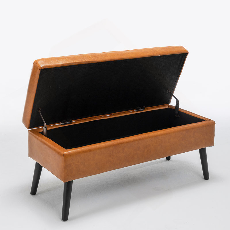 Banc de rangement avec banc de rangement pour l'extrémité de la chambre à coucher, Brun