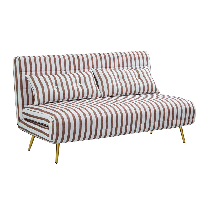 Guille 2 Seater Sofa Bed, 79cm H x 146cm W x 81cm D, Brown Stripe Polyester