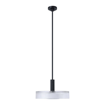 Luminaire suspendu convertible 1 lumière or champagne 18 pouces avec abat-jour en verre opale côtelé Vern