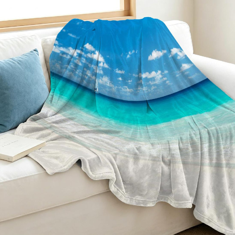 Jeté en molleton blanc ultra doux en flanelle, imprimé sable d'un côté, Throw 40" x 50"