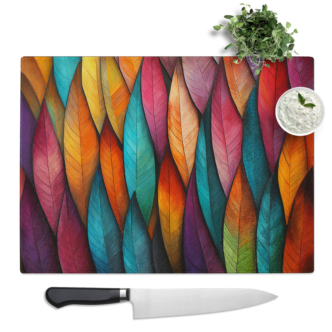 Feather Geometric No.2  Glass Chopping Board