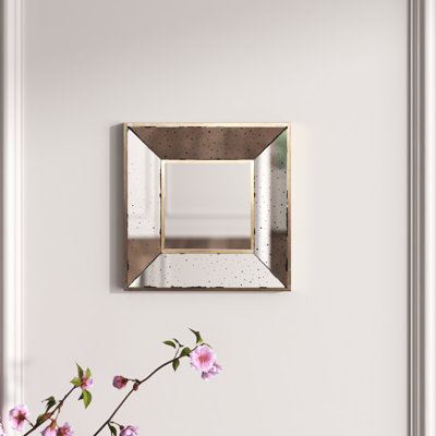 Distressed Silver Square Accent Mirror, Wall Mirror for Living Room, Entryway, Office, Bedroom, Hallway