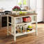 Table de salle à manger rustique et îlot de cuisine, bois massif, 2 places, tablettes ouvertes, noyer + bois blanc crème avec plateau de table 45 po x 27 po, couleur