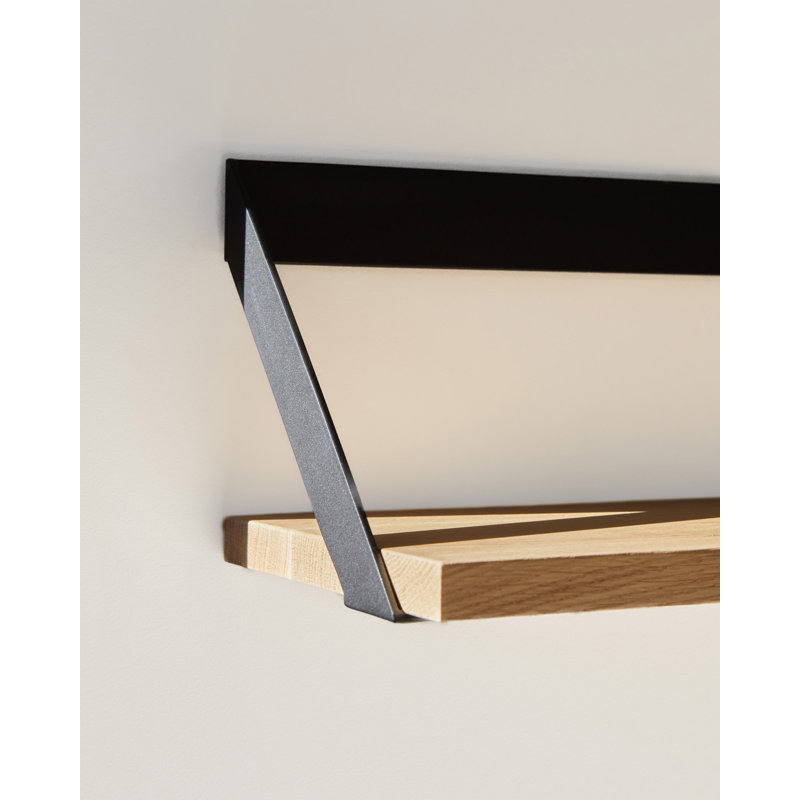 Ribbon Oak Solid Wood Floating Shelf, Black