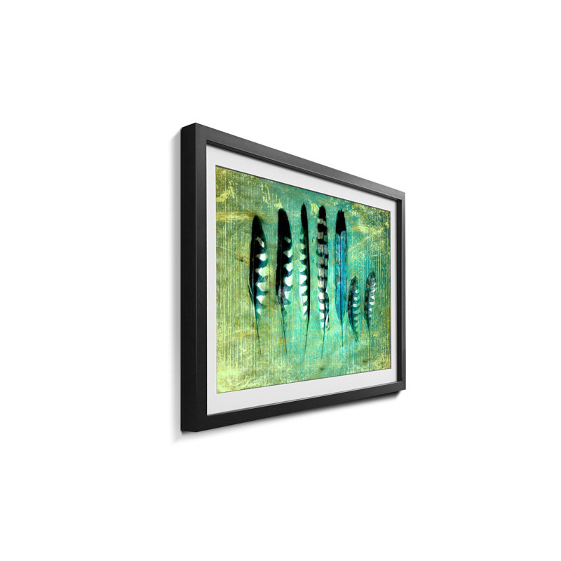Blue Feathers - Single Picture Frame Print, 40cm H x 60cm W