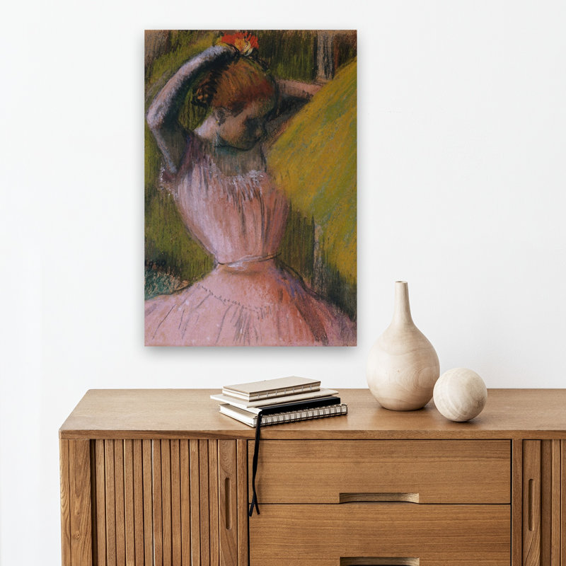 Danseuse arrangeant ses cheveux, vers 1900-1912. Estampe d'art mural abstraite contemporaine., H 18 po x l 12 po
