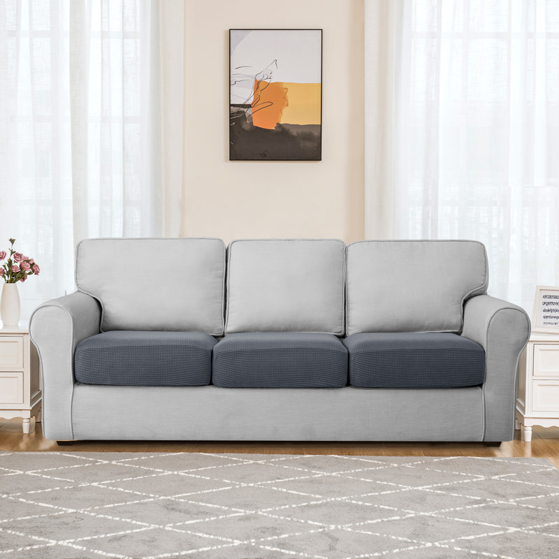 Housse pour canapé à coussins carrés Allington, Mélange de polyester gris