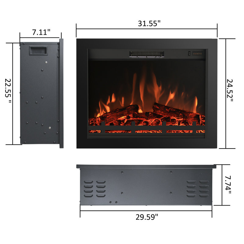 Aaryana Electric Fireplace Insert, 24.52" H x 31.55" W x 7.74" D