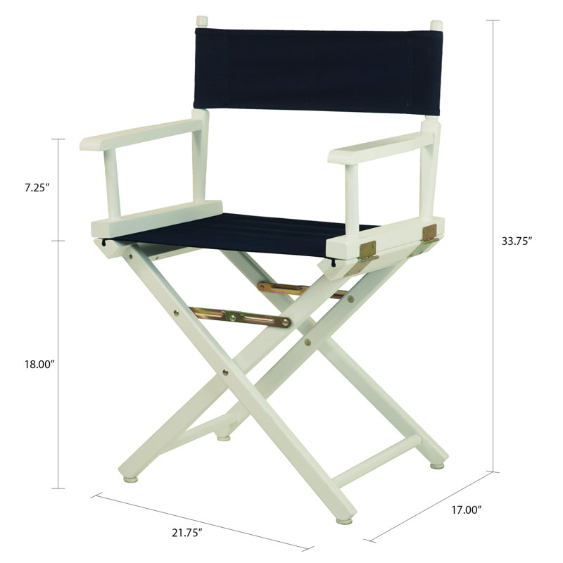 Chaise de réalisateur pliante 18 po, Bleu marine, Blanc