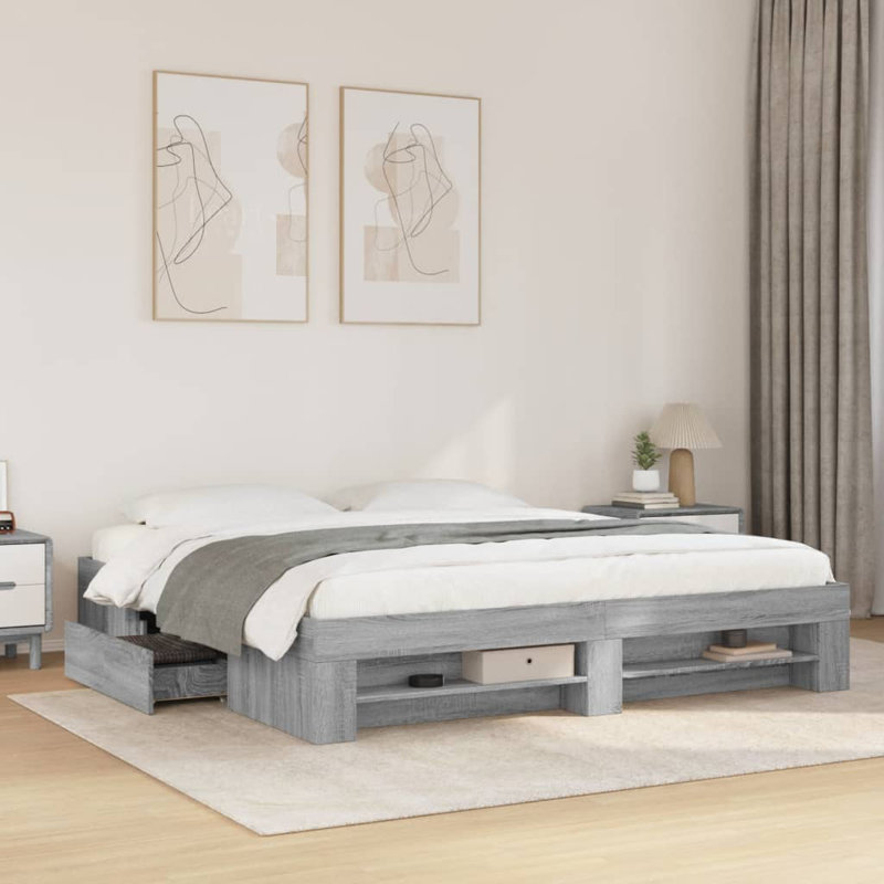 Storage Bed, Grey Sonoma, Super King (6')