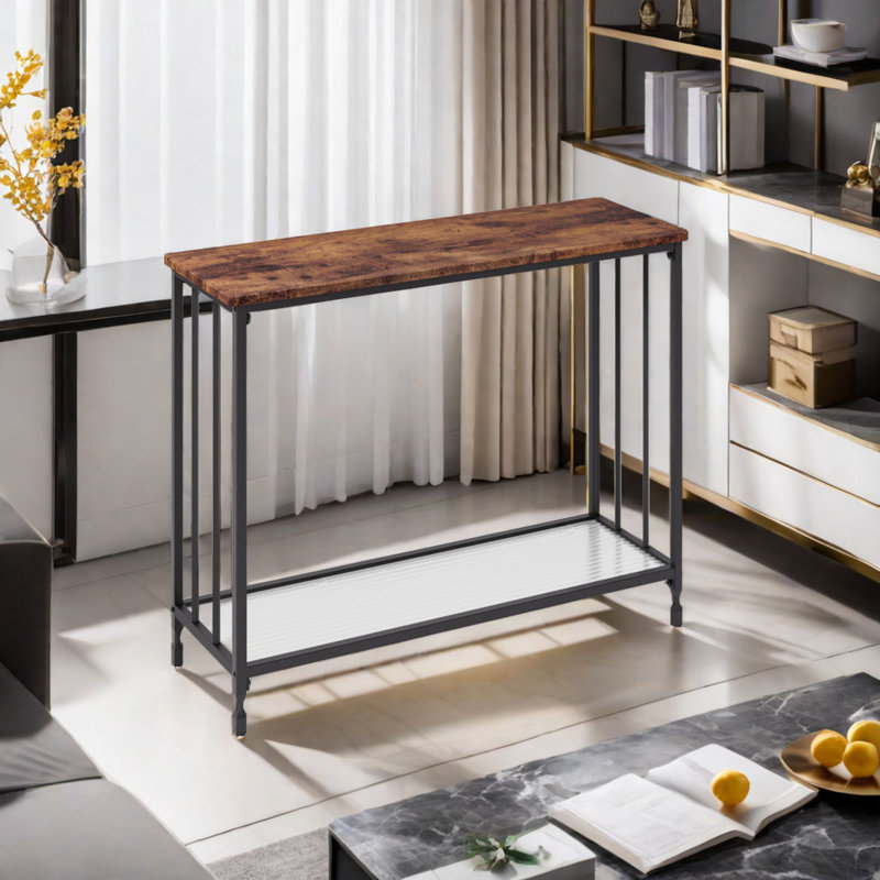 Outenbrouck 31.4'' Console Table, Brown, Black