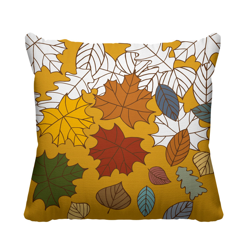 Coussin intérieur / extérieur Collin Maple Leaf, 19 po x 19 po, Jaune, Carré