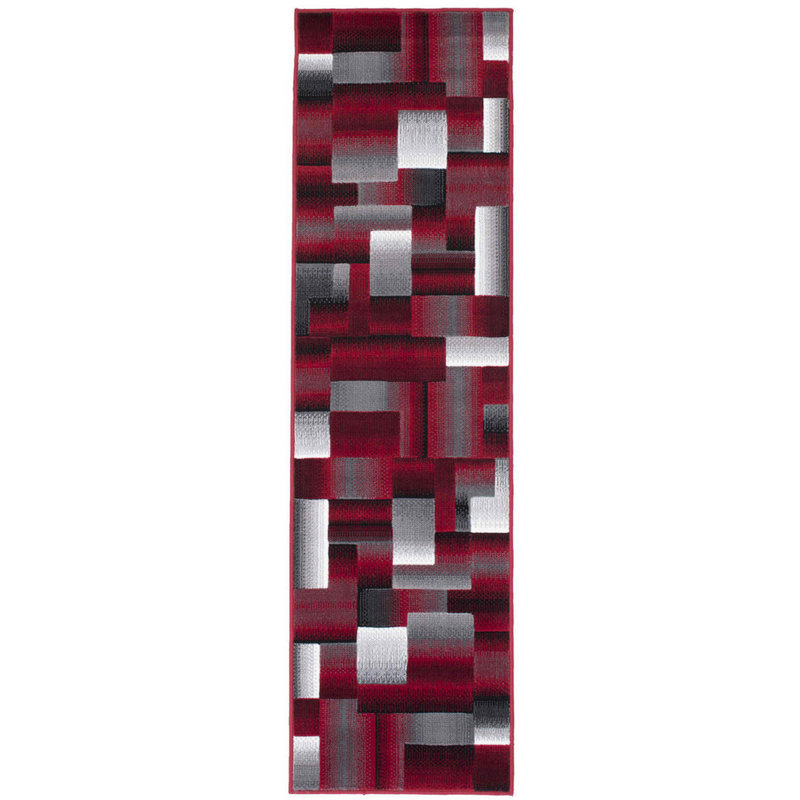 Tapis gris / argent / noir / abstrait HR, Tapis de couloir 2 pi x 7 pi