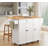 Solid Wood Top Kitchen Island Cart with Wheels & Open Adjustable Shelves-500756741