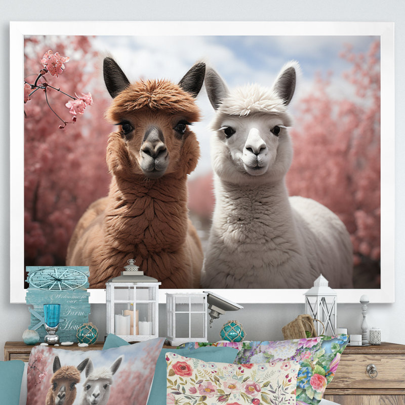 Alpacas Graceful Alpacas II " Alpacas Graceful Alpacas II ", White Picture Framed, 30" H x 40" W x 1.5" D
