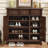 Nut-brown Solid Wood Shoe Storage Bench