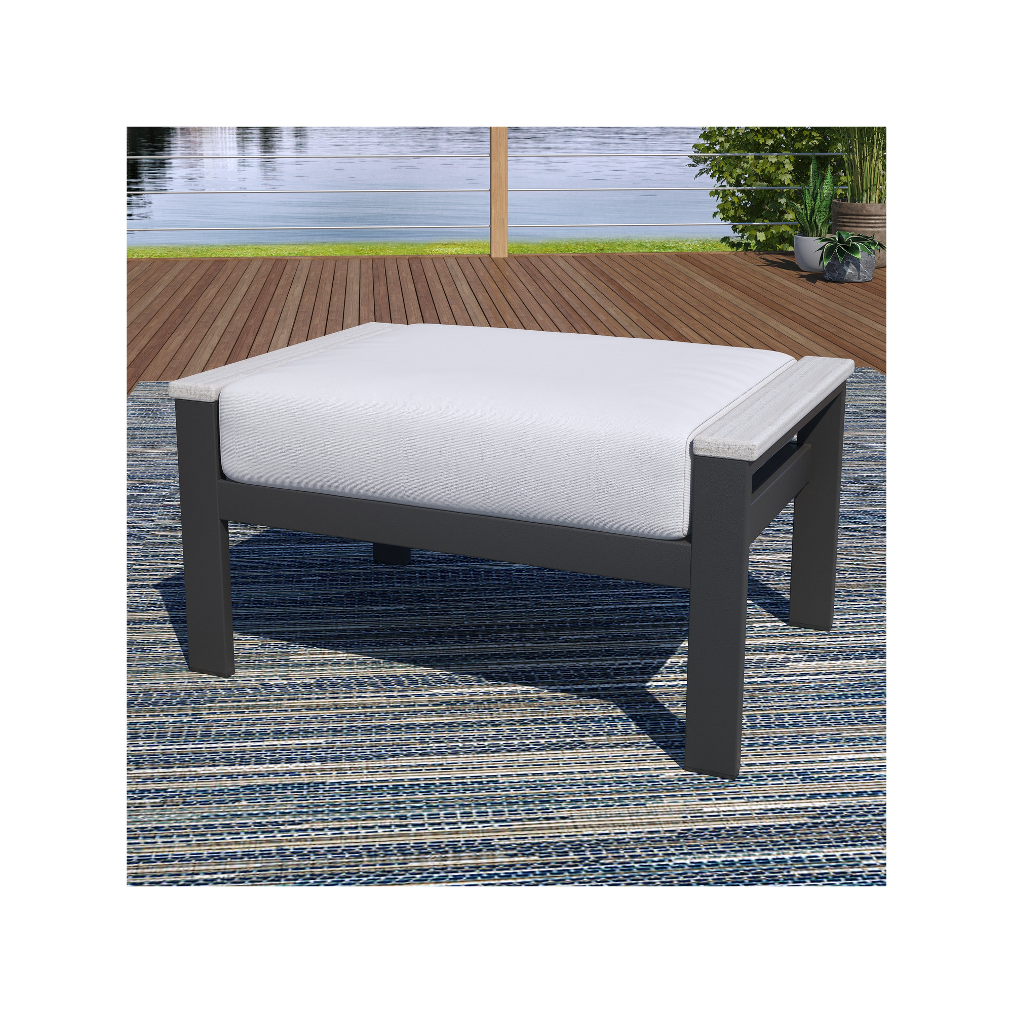 Townsend Outdoor Ottoman with Sunbrella® Cushion, Sunbrella Canvas Natural