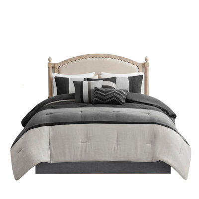 Faux Suede Pieced Comforter Set with Hypoallergenic Filling