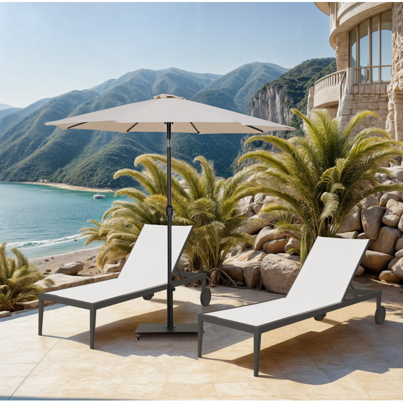 Parasols de patio en tissu Chavelle, Beige, Noir