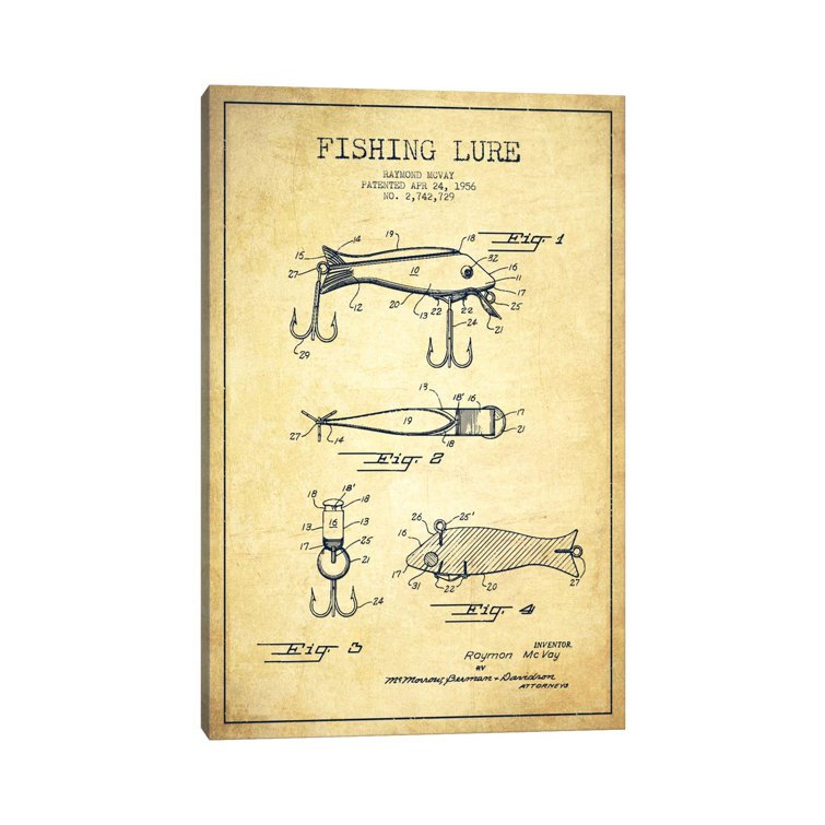 Fishing Tackle Vintage Patent Blueprint by Aged Pixel - Print on Canvas