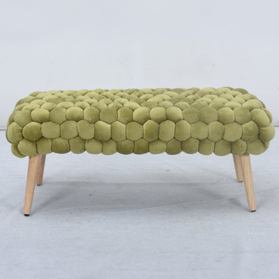 Aciel 97cm Wide Velvet Tufted Rectangle Geometric Shapes Footstool Ottoman