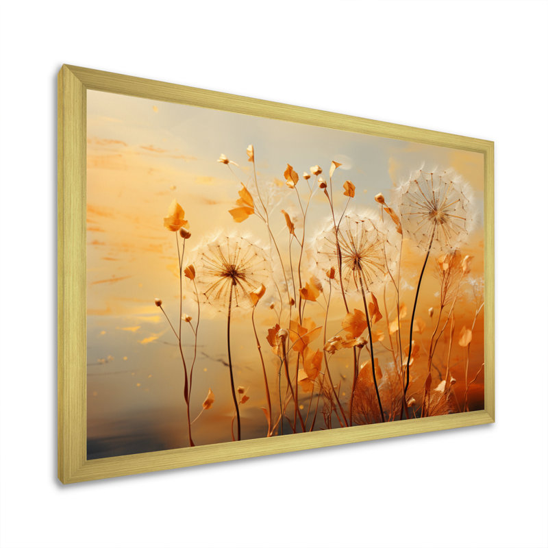 «Orange Dandelion Dreams I», reproduction d'art sur toile encadrée, H 30 po x l 40 po x P 1,5 po