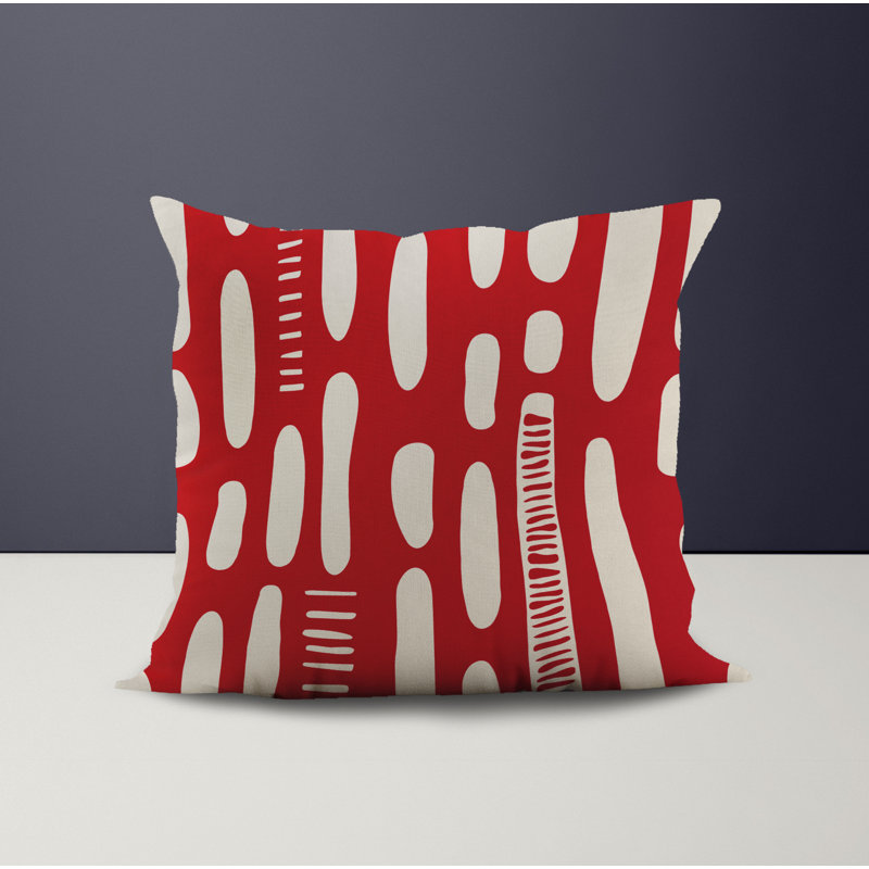 Jeté carré en polyester intérieur / extérieur, L 15 po x H 15 po, Rouge / bleu marine