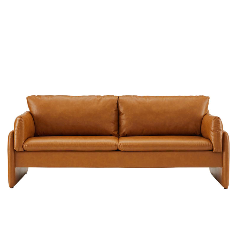 Indicate Vegan Leather Sofa In Tan