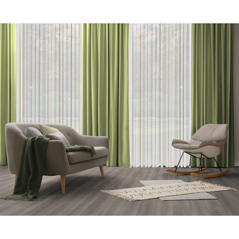 Polyester Blackout Pinch Pleat Curtain Panel, Green, 142cm wide x 295cm high
