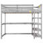 Lit mezzanine simple gris avec dessous de tablettes et bureau - Fabrication en bois massif robuste pour un rangement efficace dans la chambre à coucher-519916019-519916016