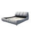 Très grand lit confortable avec revêtement en tissu massif et support en bois massif, lattes épaisses à plateforme grise-932379896-932379877