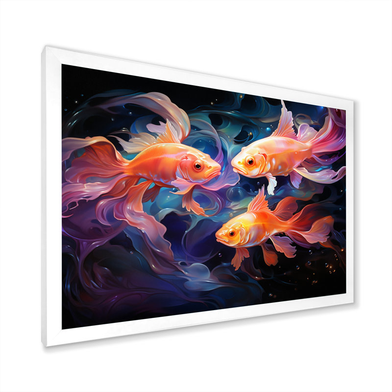 " Fishing Ethereal Eels ", White Single Picture Framed, 30" H x 40" W x 1.5" D