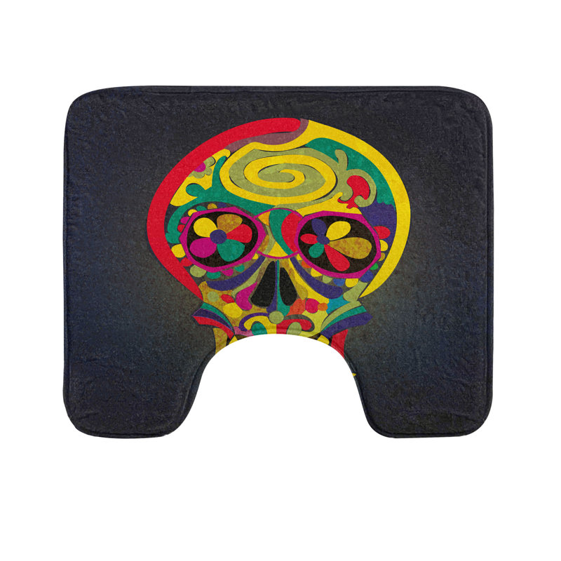 Tapis de salle de bain en forme de U Skull 20 po Multicolor