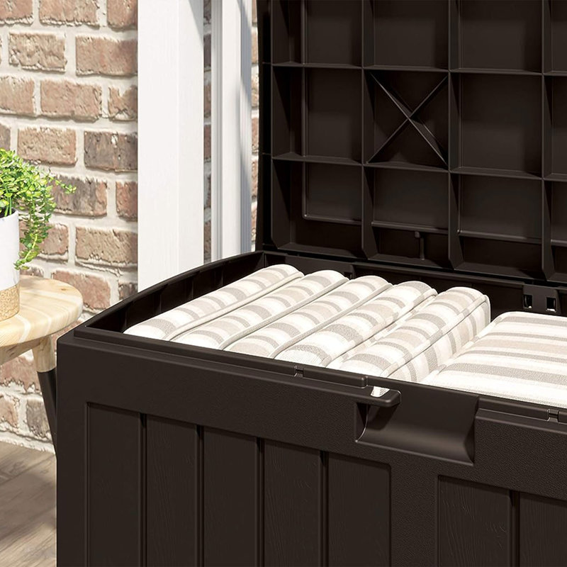 Java 50 Gallon Lockable Plastic Deck Box with Seat